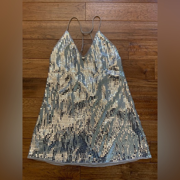 REVOLVE Silver Sequin Mini Dress - Picture 1 of 6